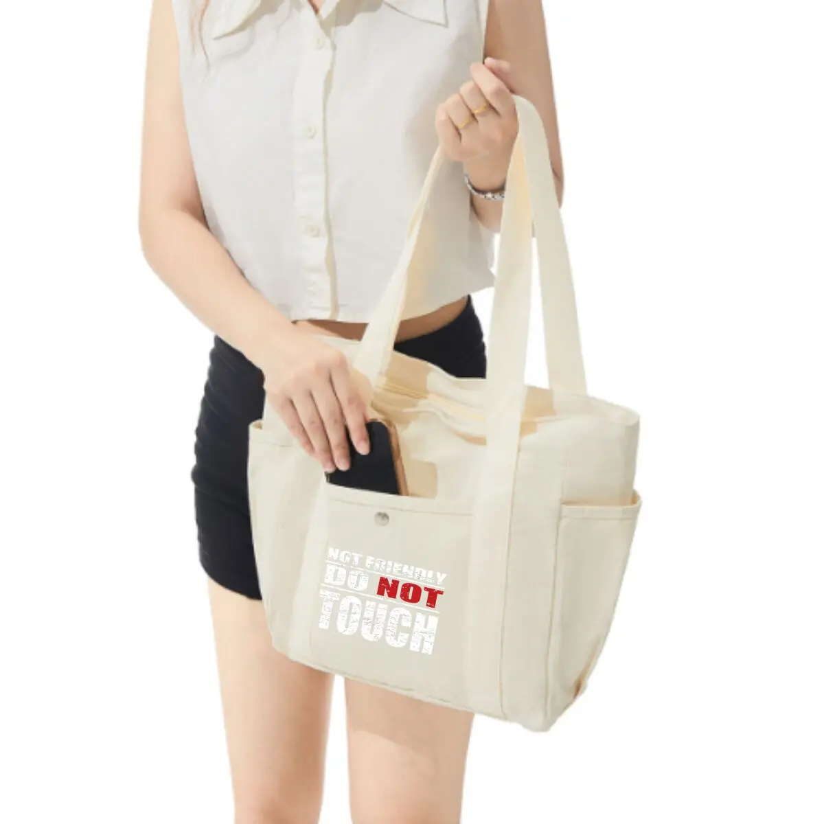 Touch Sign Guards Quiet Secret Large Capacity Tote Canvas Bag for Work Outgoing High Appearance Commuting