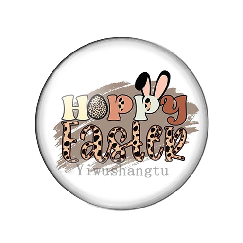 New Wordart Happy Rabbits Easter Art Paintings 12mm/18mm/20mm/25mm Round photo glass cabochon demo flat back Making findings