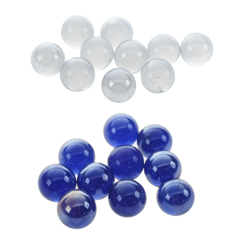 

10 Pcs Marbles 16Mm Glass Marbles Knicker Glass Balls Decoration Color Nuggets Toy Transparent & Dark Blue(2 Set)