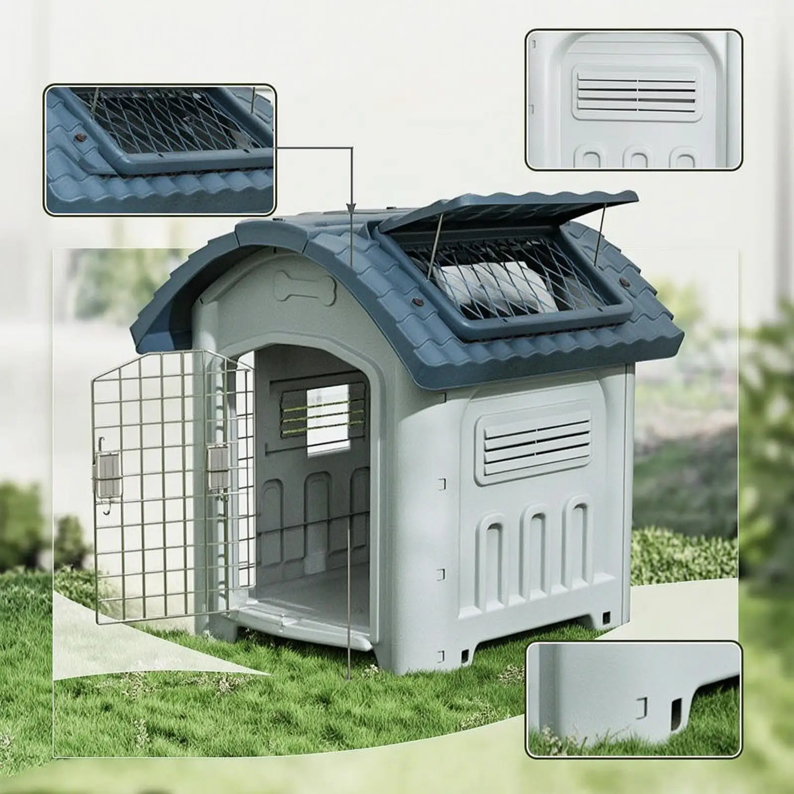 Rainproof Sunblock Pet House for Dogs Cats with Sloped Roof Ideal for Outdoor Spaces