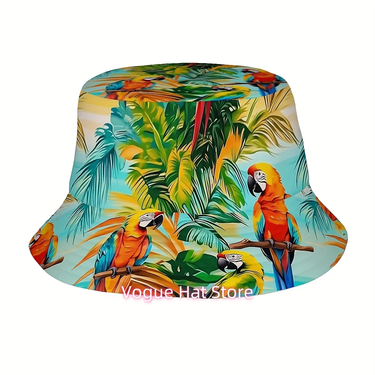 1pc Vibrant Parrot Print Fisherman Hat - Stylish All-in-One Design for Men & Women, Perfect for Outdoor Adventures, Holidays, an