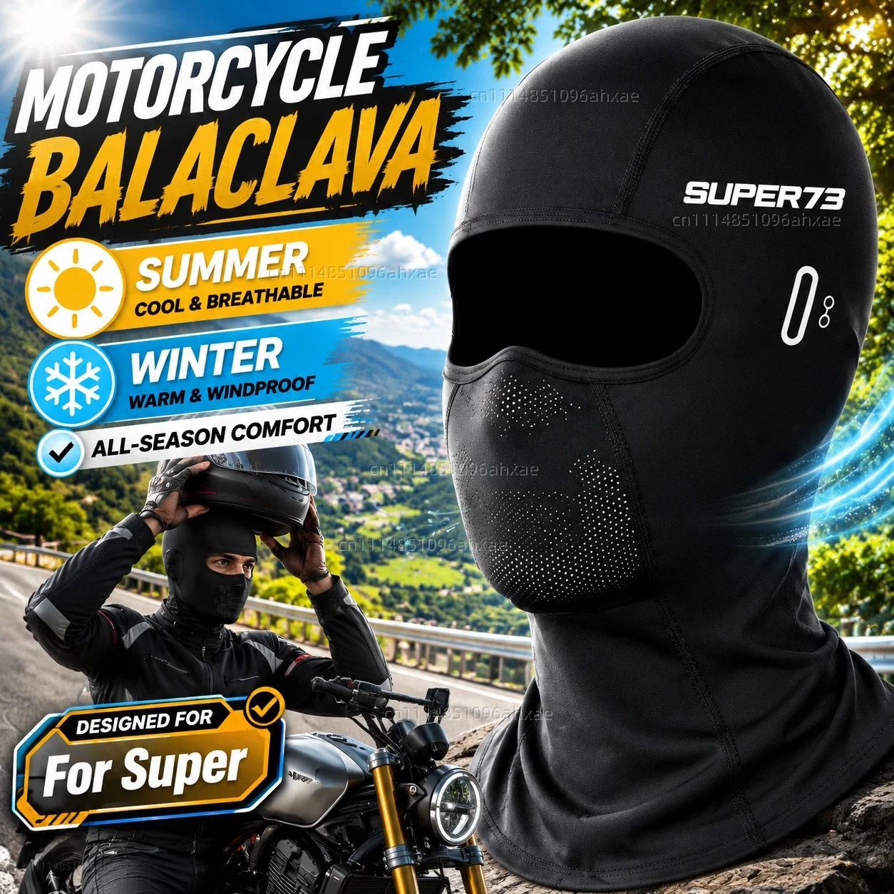 For Super 73-S1 73-S2 73-Z1 73-ZX 73-RX Motorcycle Balaclava Summer Glasses Face Breathable Hole Winter Warm breathable