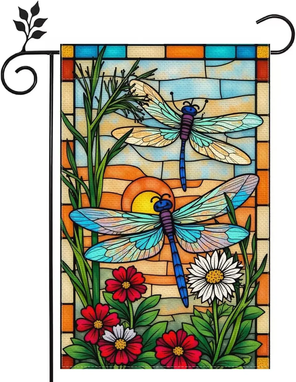 Spring Dragonfly Glass Garden Flag 12x18 inch Double-sided Burlap Home Outdoor Yard Summer Decoration Flag XAA UUV EEU