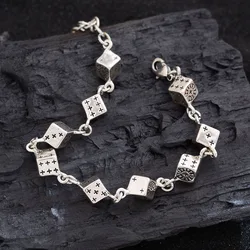 New Arrival Trendy Roman Numeral Dice Cube Retro Thai Silver Female Bracelet Jewelry For Women Birthday Gifts No Fade