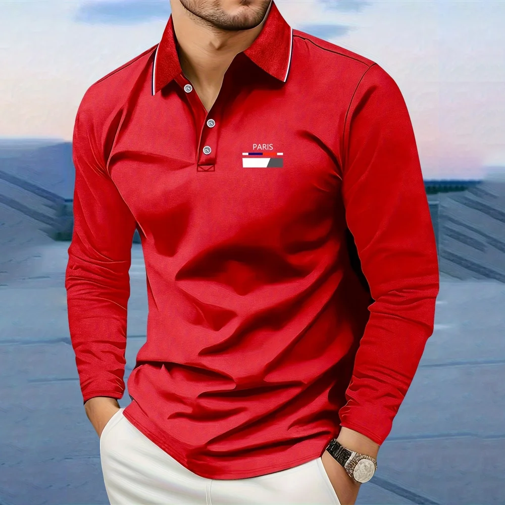 2026 Men's Spring Long Sleeve Lapel Polo Casual Breathable Comfortable Polo Shirt Solid High Quality Male T-Shirt Dropshipping