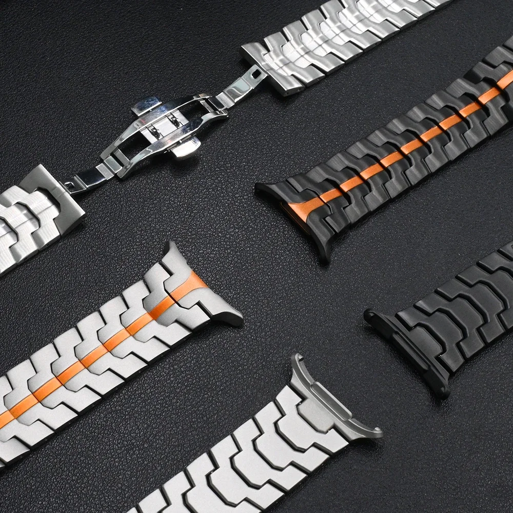 Pulseira de aço inoxidável + capa de liga de alumínio para Samsung Galaxy Watch 7 Ultra 47mm pulseira com fivela borboleta para Galaxy Ultra Band