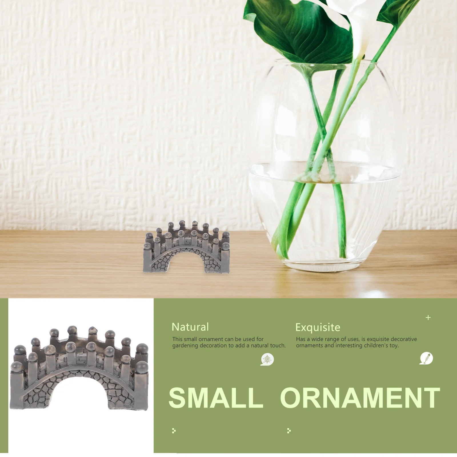 

Miniature Resin Pedestrian Bridge 06x16x31inch Decorative Fairy Garden Accessories Grey Terrarium Bonsai Aquarium