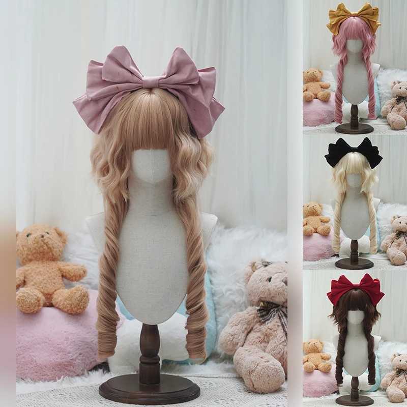 

Длинный вьющийся парик в стиле Лолиты | Термостойкие синтетические волосы с челкой для косплея, Хэллоуина, аниме, праздничного платья