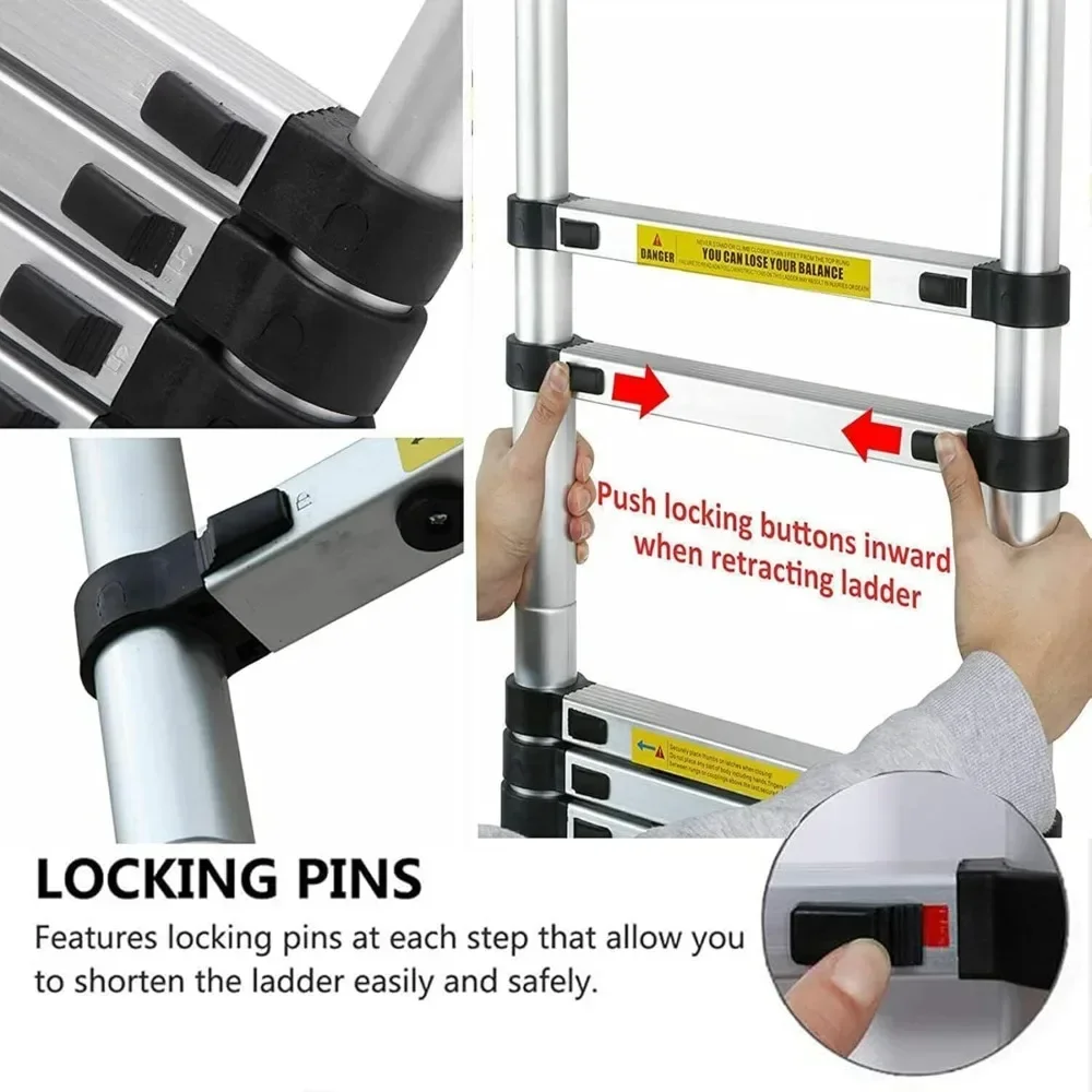 Ladder, 6ft Telescoping Ladder, A-Frame Extension Ultra-Light 4+5 Step Folding Ladder Portable 330lbs Capacity