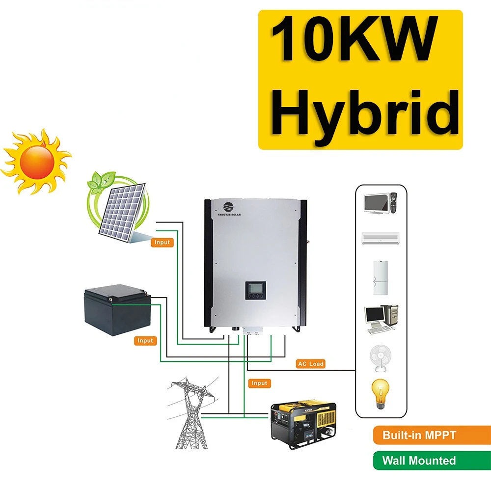 Free shipping 10kw hybrid solar energy system