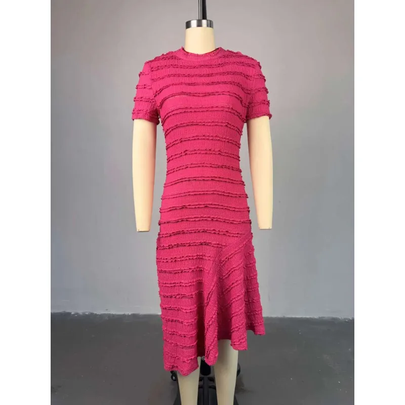 

Women Short Sleeve O-neck Big Swing Elastic Dress 2025 Sweet Elegant Sexy Birthday Beach Night Party Vestidos Dresses