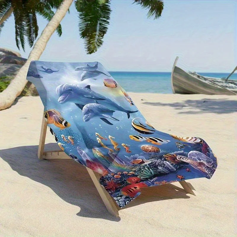 Beach Towel Marine Life Printed Pattern Sun Protection Windproof Suitable For Pool Camping Travel Blanket