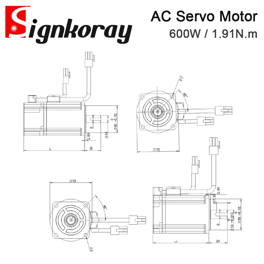 SignkoRay 600W 1.91N.m AC Servo Motor 60ST-M01930 3000RPM 220V 3.7A for Industrial Control Application