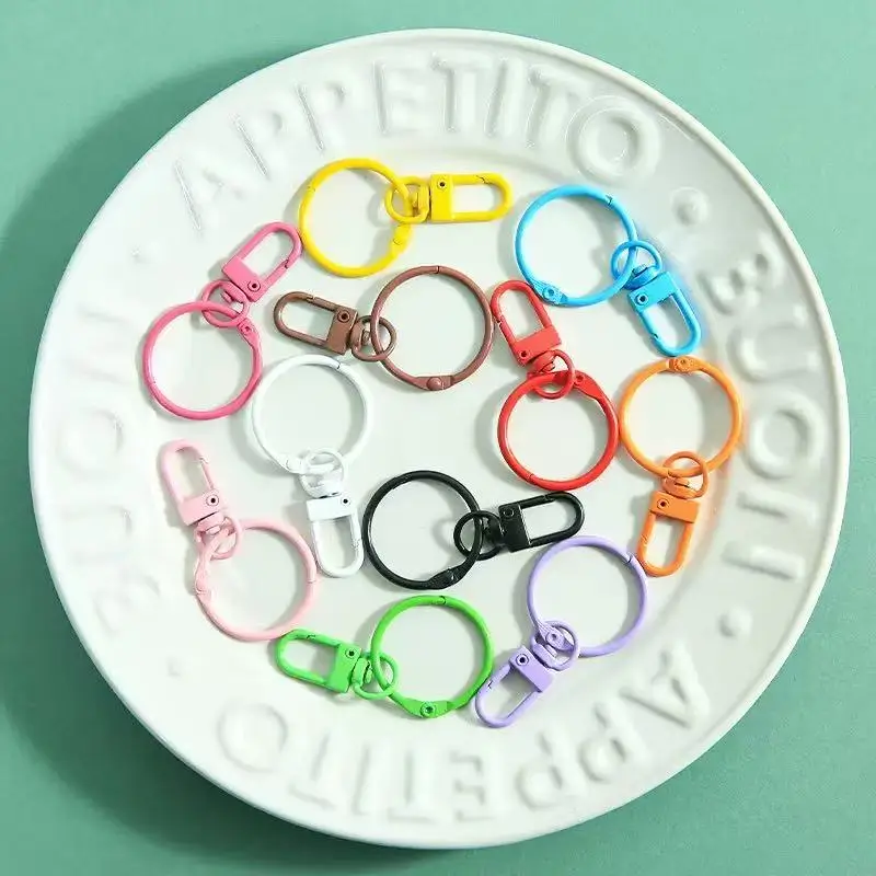 10/20/50pcs Random Color Keyring Lobster Clasp Hooks With Adjustable Buckle For Making Keychain DIY Bags Doll Hook Jewelry image 6