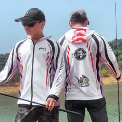 Professional Hooded Fishing Shirt for Men, Sun Protection, Long Sleeve Jerseys, Breathable Clothing, Summer