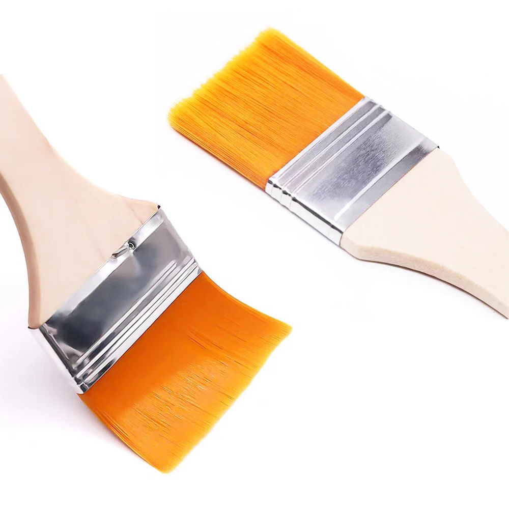 3/5PCS Flat Nylon Brush Wooden Handle, Multi-purpose for Art Painting & PC Keyboard Motherboard Dust Removal