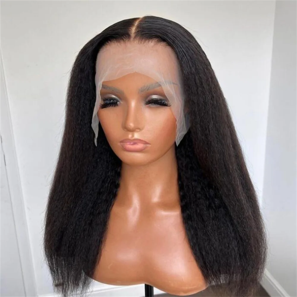 

Двойная текстура, мягкая сторона/средняя часть, 13x4*1, парик спереди, странный прямой, длинный яки, 26 дюймов, 180% синтетический, предварительно сорванный