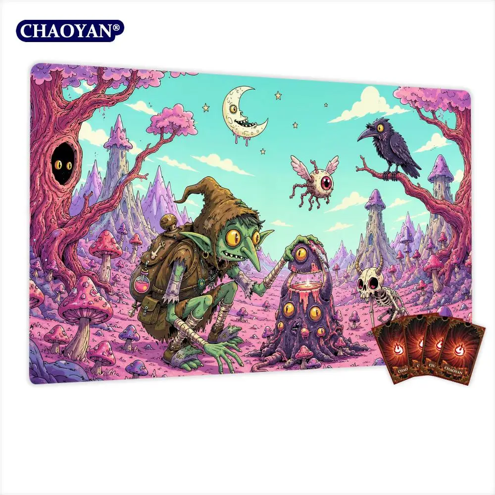 Bizarre Fantasy-Welt TCG-Spielmatte Magic Card Battle Mat Rutschfeste, strapazierfähige 35x60cm Commander-Spielmatte Brettspielmatte für TCG