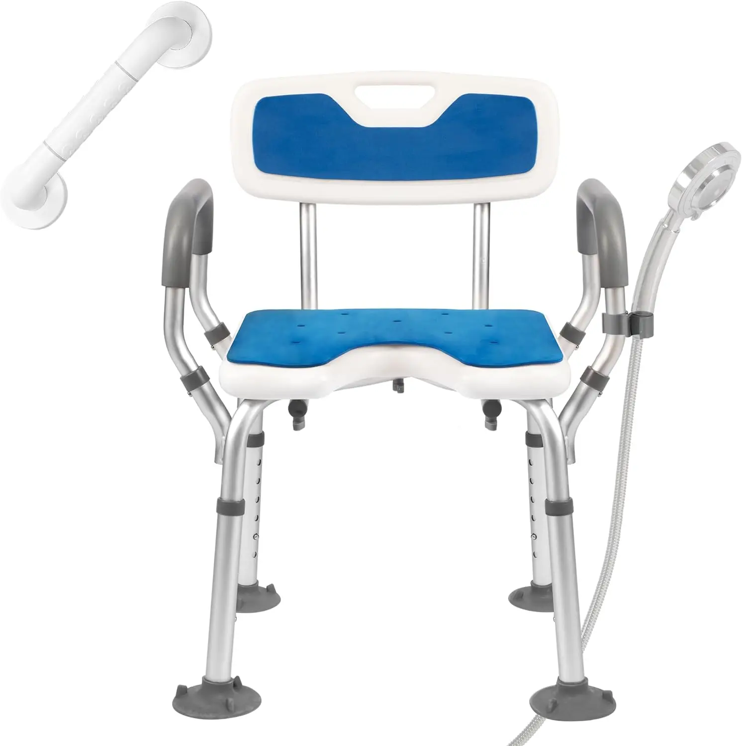 

Shower Chair with Arms and Back Heavy Duty 330lbs, Shower Chair with Bathroom Grab Bar, Shower Seat for Inside Bathroom Chair