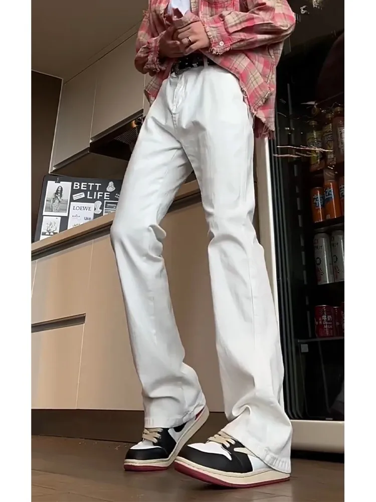 

American High Street Vibe Men's Slim Straight Jeans CleanFit Trendy Brand High Waist Slimming Micro Flared Pants