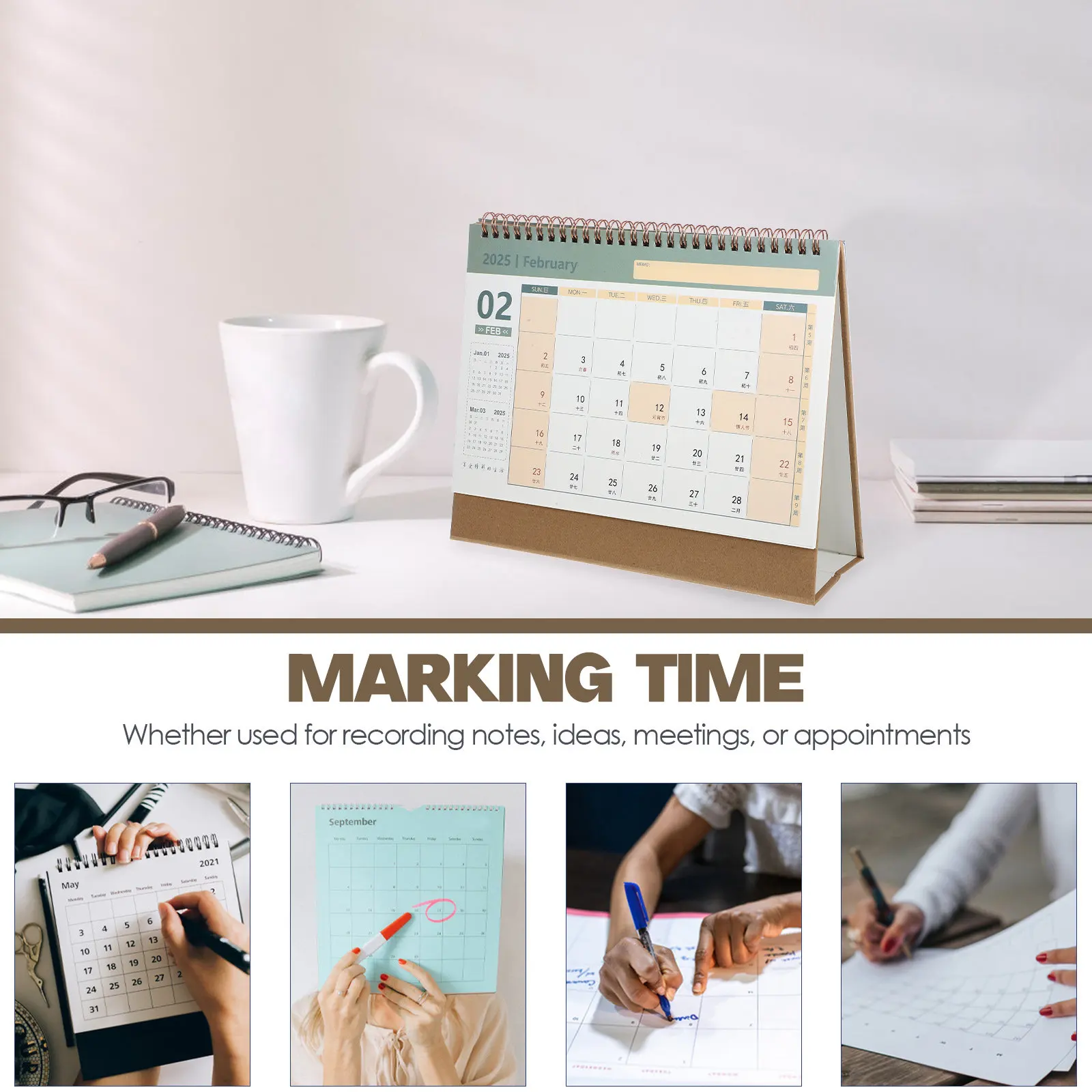 

Настольный календарь на спирали: современный минималистичный дизайн для офиса, дома, класса, декора, ежедневного планирования и заметок