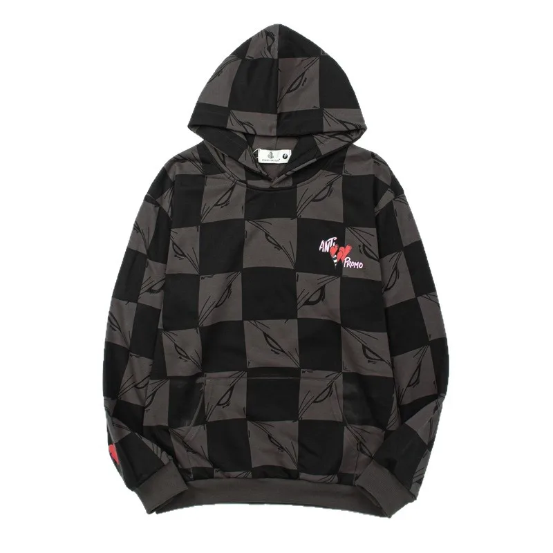 Checkerboard Cotton Hoodies Women Love Printed Sweatshirts for Men Loose Pullover Hoody Fashion Men Long Sleeves Clothes Unisex