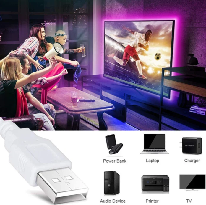 Taśma LED DC 5V USB 1 metr 5050 wodoodporna lampa LED RGB elastyczna 50CM 1 M 2M dodaj 3 pilot 17Key do telewizora w tle