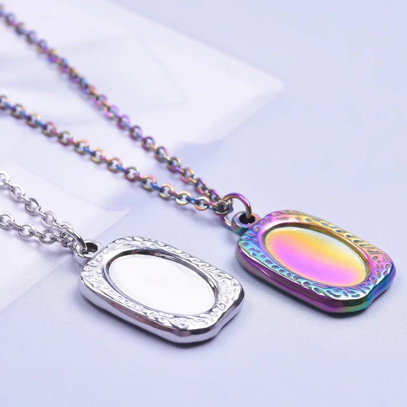 Vintage Mirror Pendants Minimalist Necklace Ladies  Exquisite Collar Stainless Steel Charm Male Chains Choker Jewelry Gifts