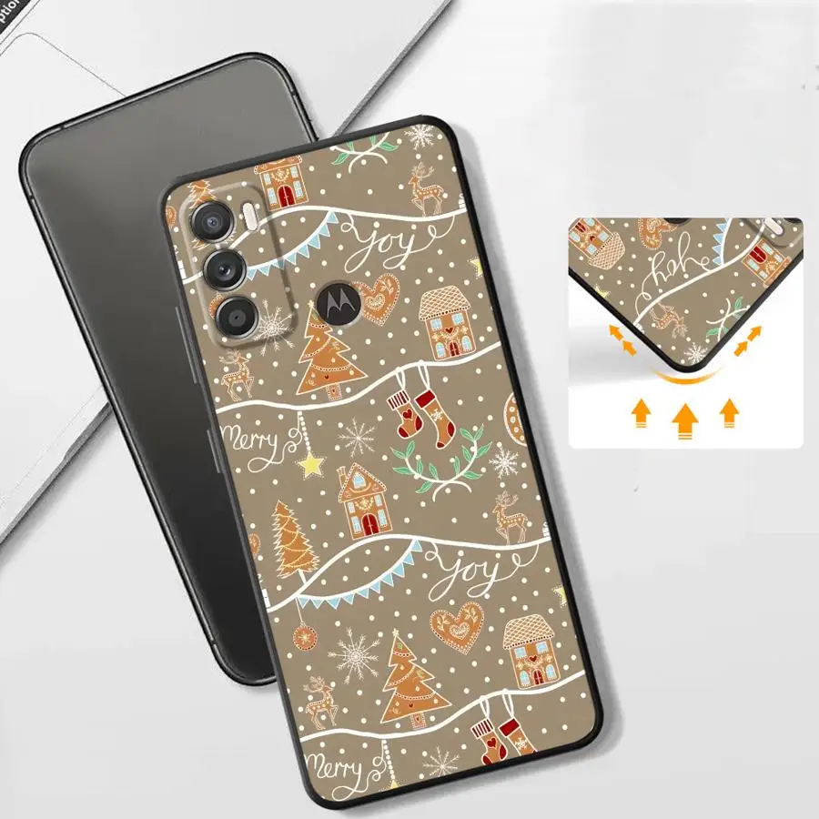 حافظة لهاتف موتورولا موت G52 G50 G51 G73 G60s G53 G30 G60 G71 Edge 20 Pro 30 Lite G32 G22 Edge40 غطاء هاتف ناعم أسود G31 Santa