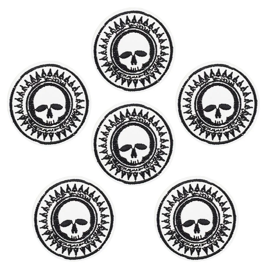 10 pcs Skull Punk badges patches for clothing iron embroidered patch applique iron on patches sewing accessories for DIY clothes