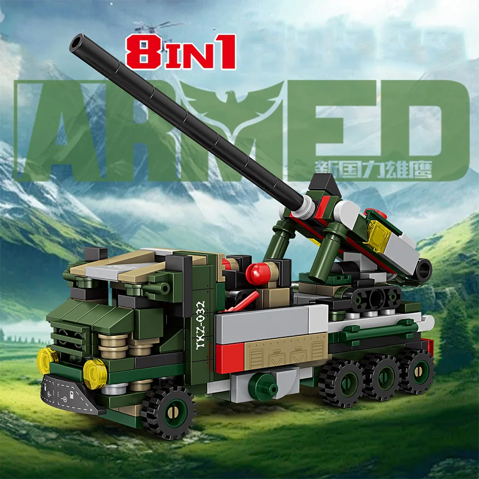 8-in-1 Transformable Modern Military Building Blocks Yitian Surface-to-Air Missile Vehicle Fighter Model Educational Toy For Kid