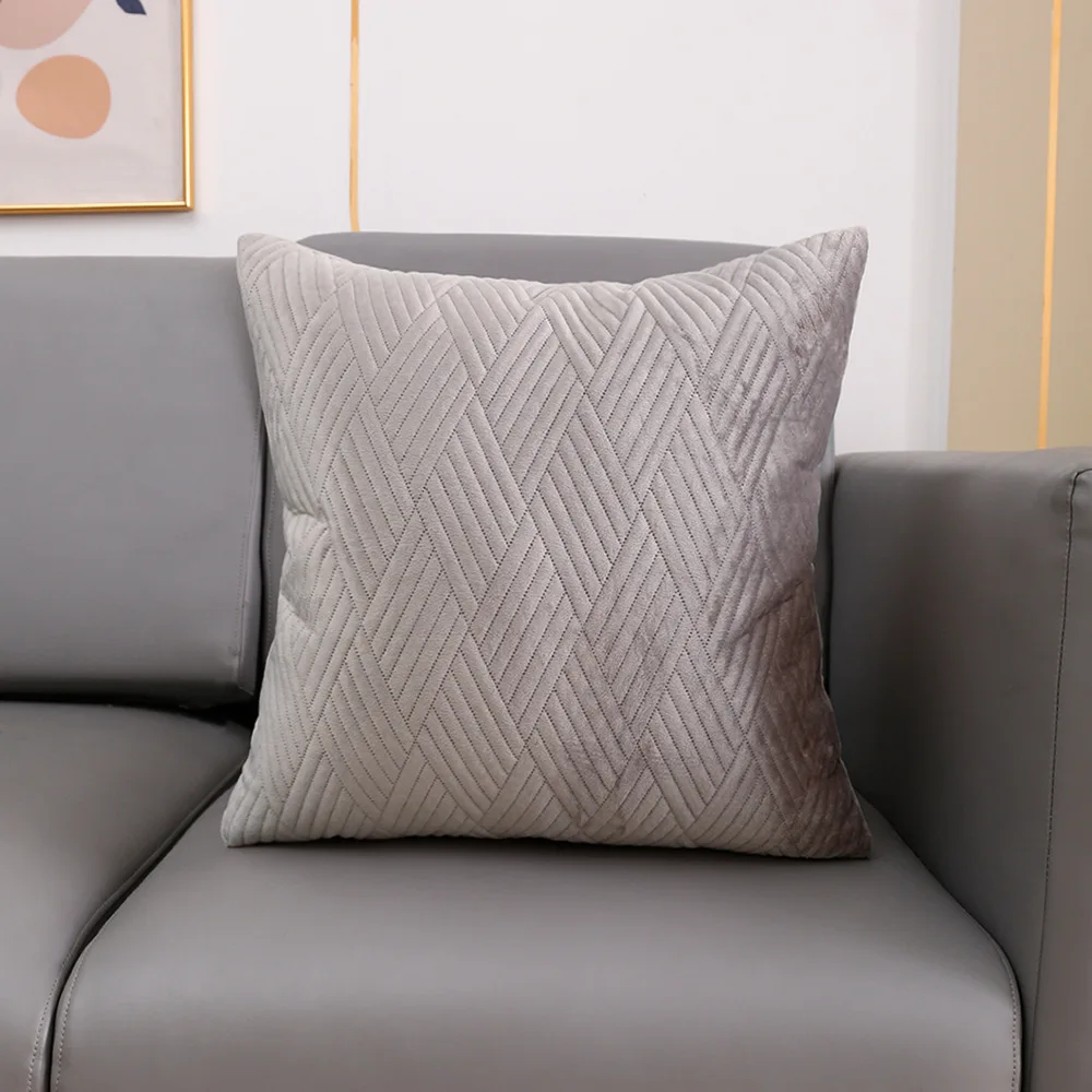 Solid Velvet Emboss Cushion Cover Blue Grey Soft Pillow Cover Simple Home Decoration Living Room Bedroom Luxury 30x50cm 45x45cm