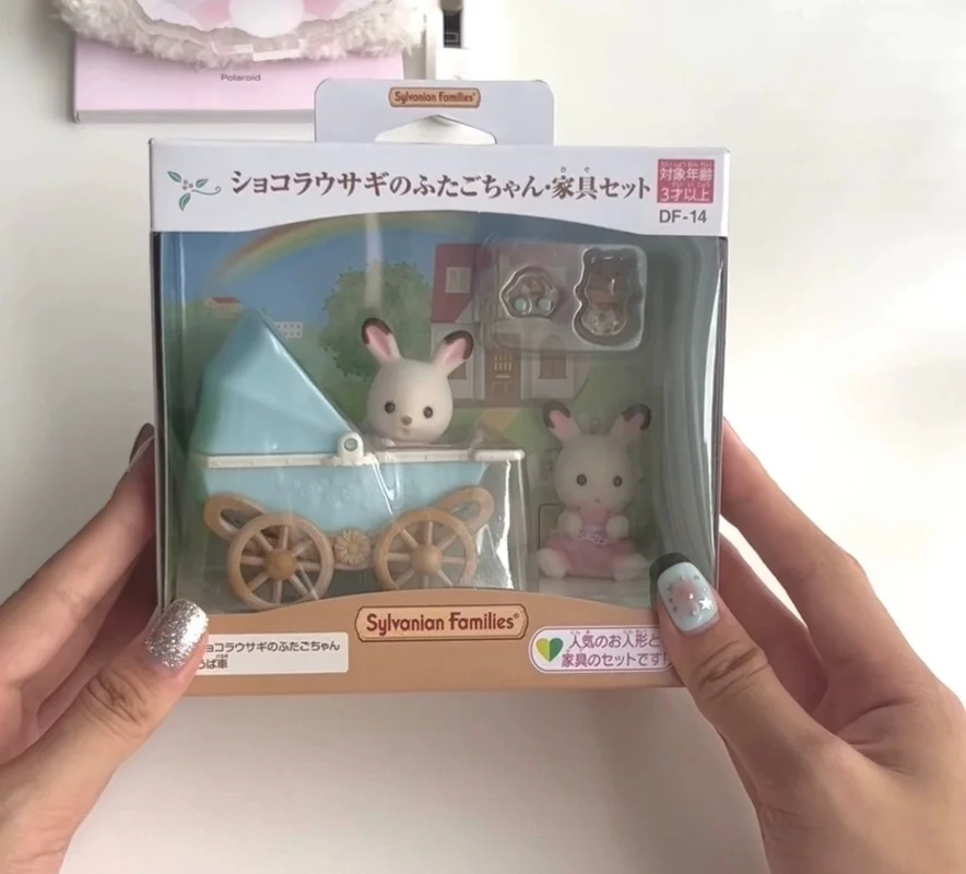 Hot Sales New Sylvanian Families Anime Chocolate Rabbit Tuber Baby Cart Box Girl'S Play Toy Birthday Gift For Children