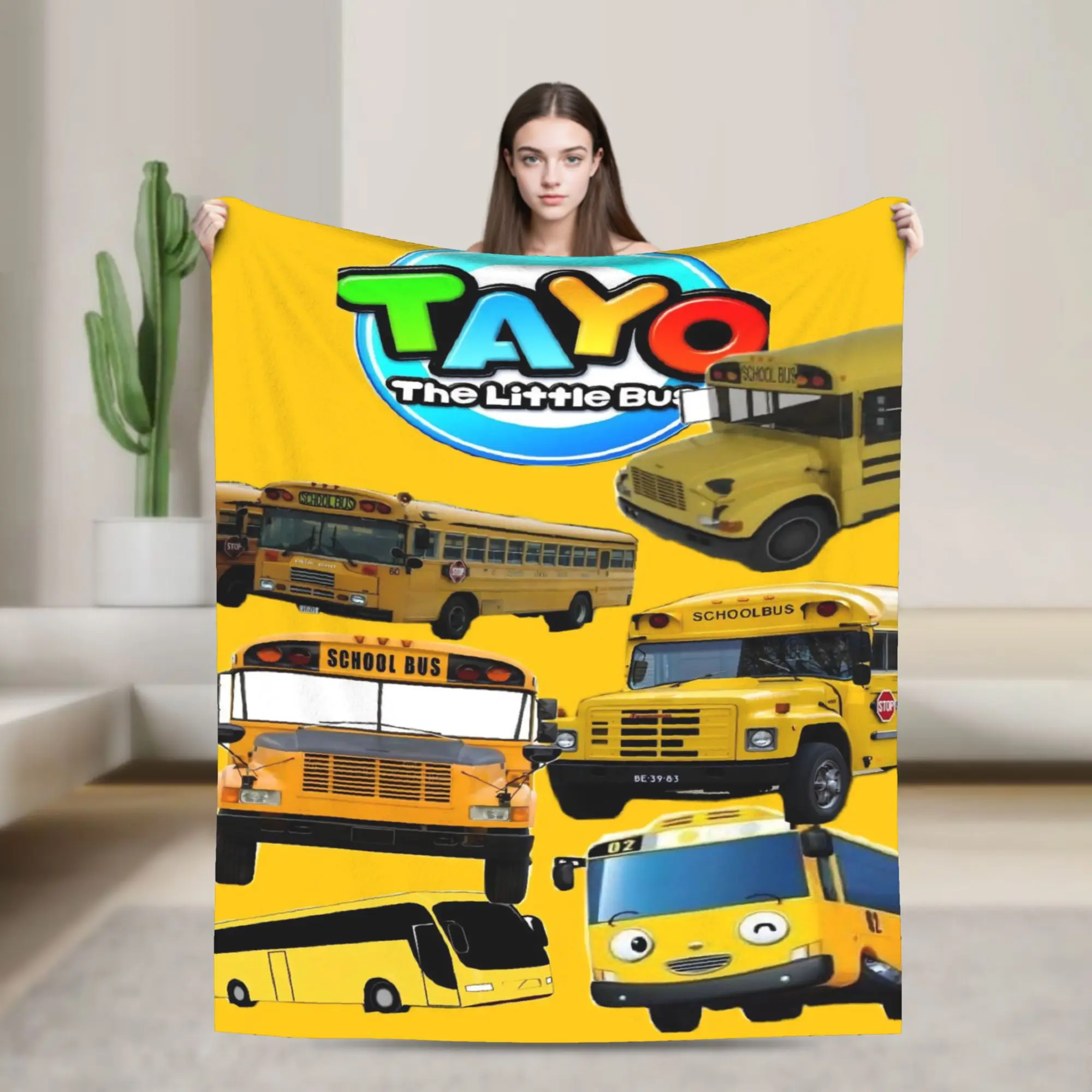 Comfortable Tayo The Little Bus  Blanket Stuff Bed Decorative  Throw Blanket Ultra-Soft Flannel for Bedroom
