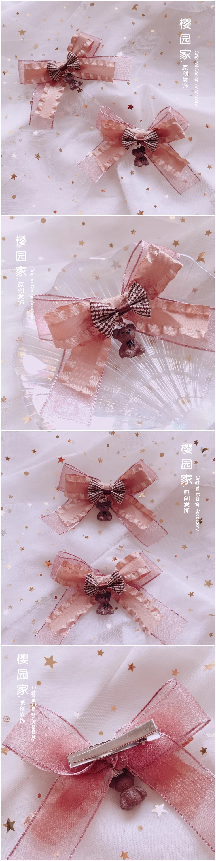 Lolita accessories Sweet cute bear bow hairpin headdress girls Lolita hairpin hair accessories