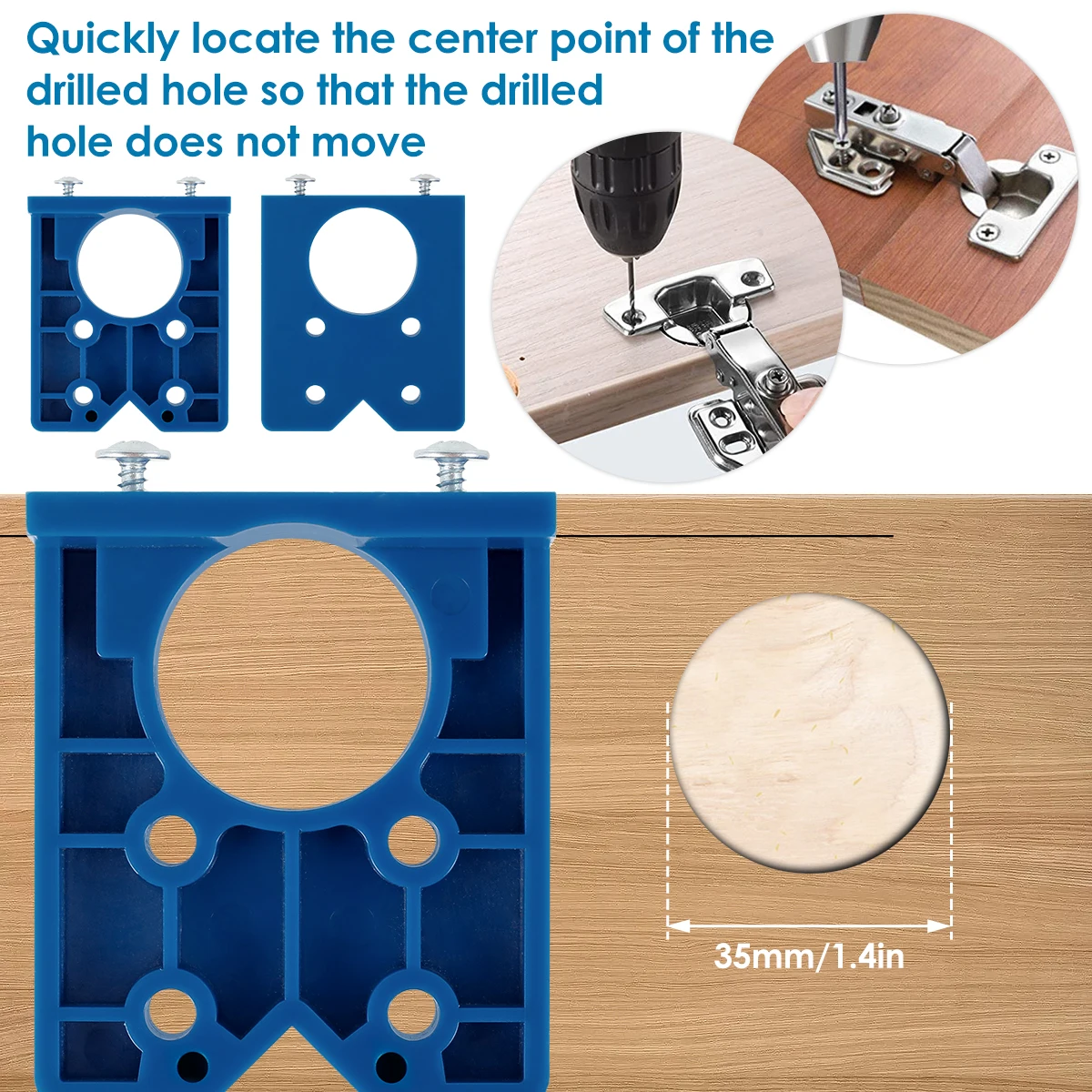 Professional Hinge Jig Kit 35mm Bit with Locator Guide for Easy & Accurate Cabinet Door Installation
