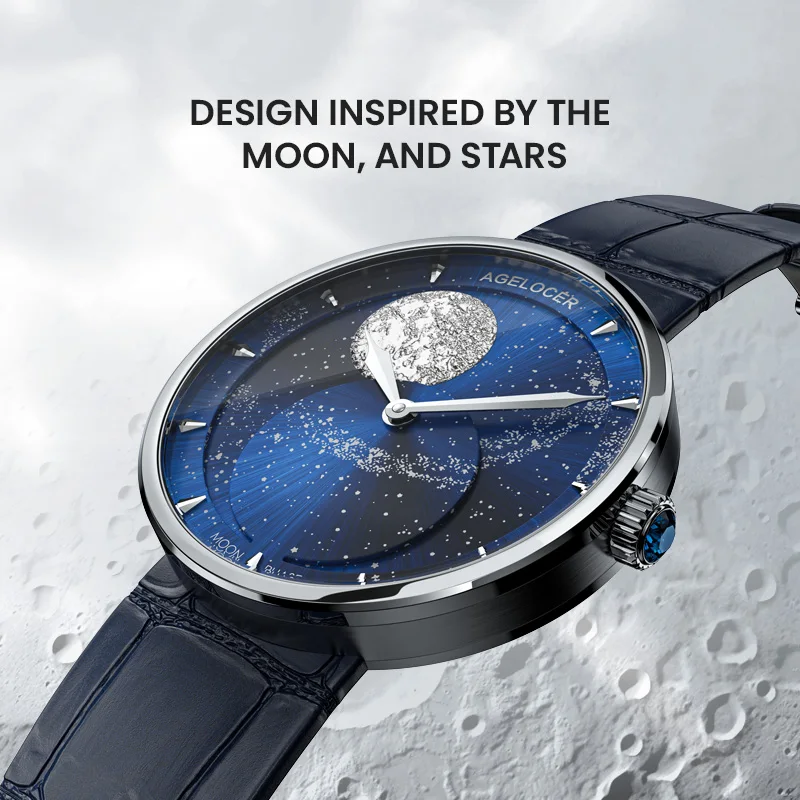 AGELOCER-reloj de cuarzo para mujer, cronógrafo de fase lunar, Original, de lujo, regalo de cumpleaños