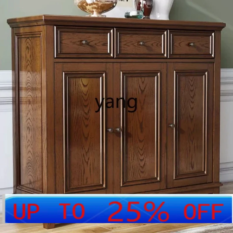 

LTT solid wood shoe cabinet retro home door entry door storage cabinet