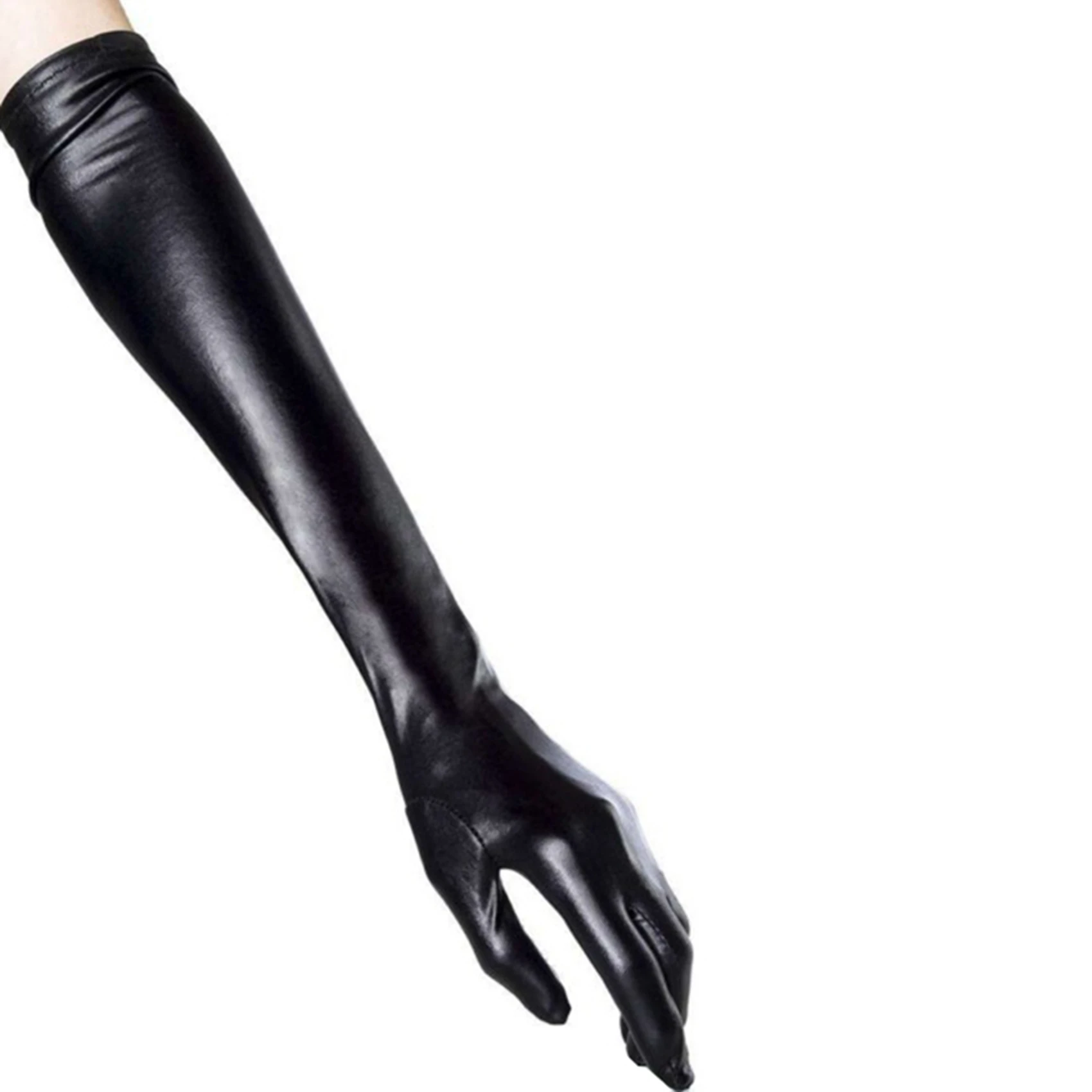 

2X Long Gloves In Leather Optics One Size Black - Black