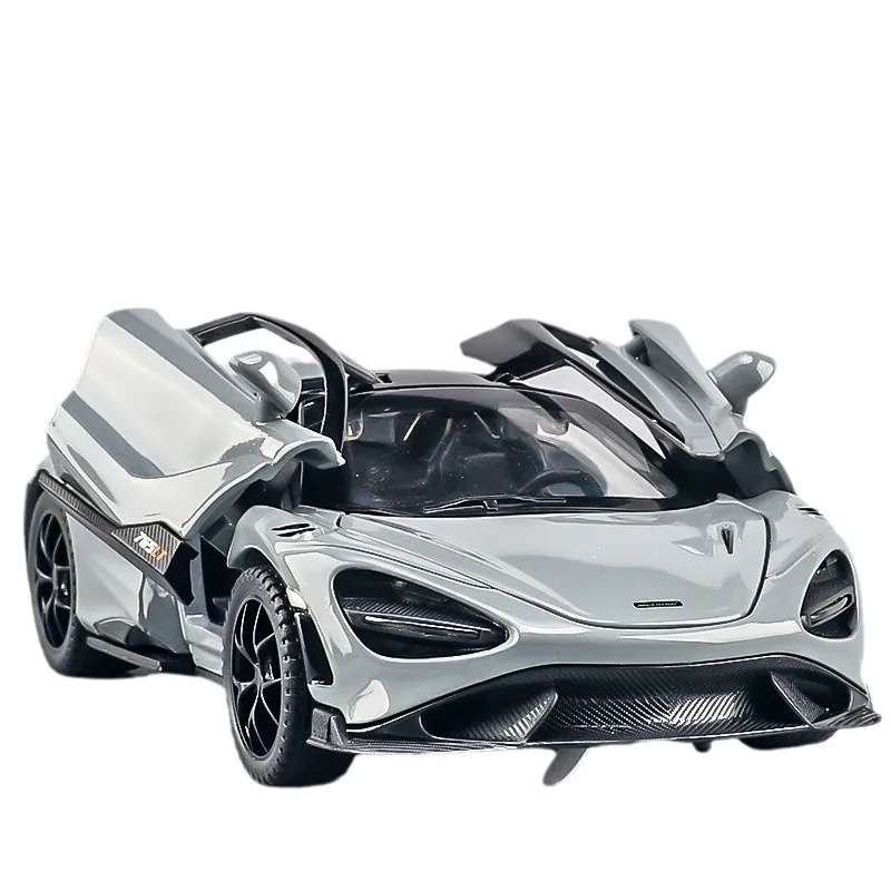 Alloy sports car model 765LT door pull back with sound and light boy toy car child gift