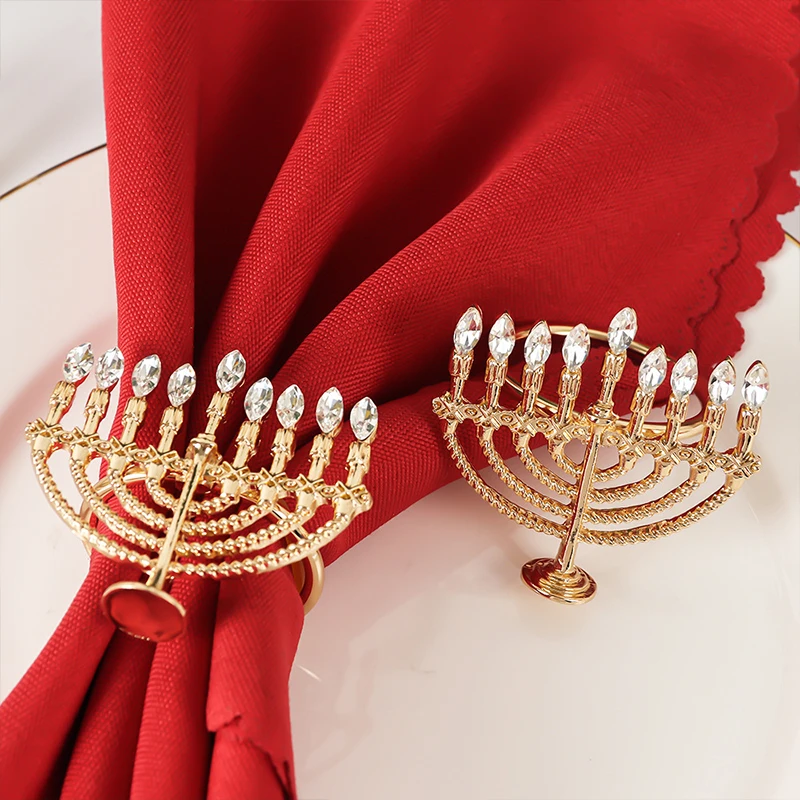 1pc Rose Gold Nine Lamp Wax Platform Napkin Mouth Cloth Circle Home Hotel Hanukkah Anniversary Celebration Party DIY Supplies