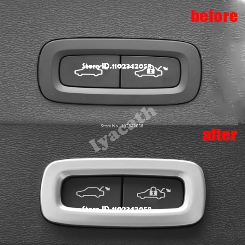 For Volvo XC60 2018 2019 2020 2021 2022 Stainless steel Trunk Switch Button Frame  Tailgate Open Cover Sticker Car Accessories