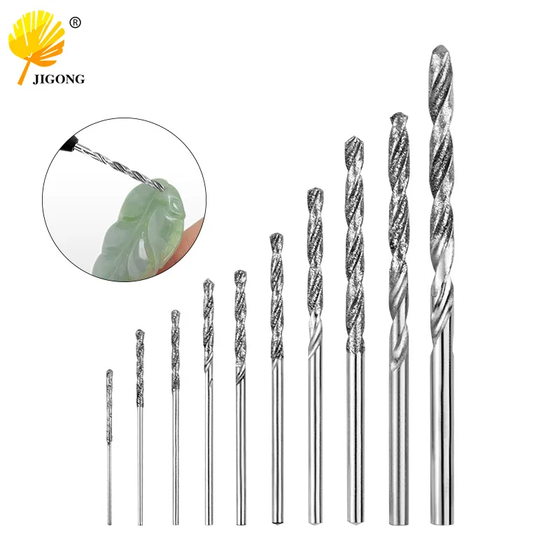 10-Pack Straight Shank Twist Drill Bits Diamond Sand Drill Bits for Jade Crystal Amber Beads Hole Enlarging Tool