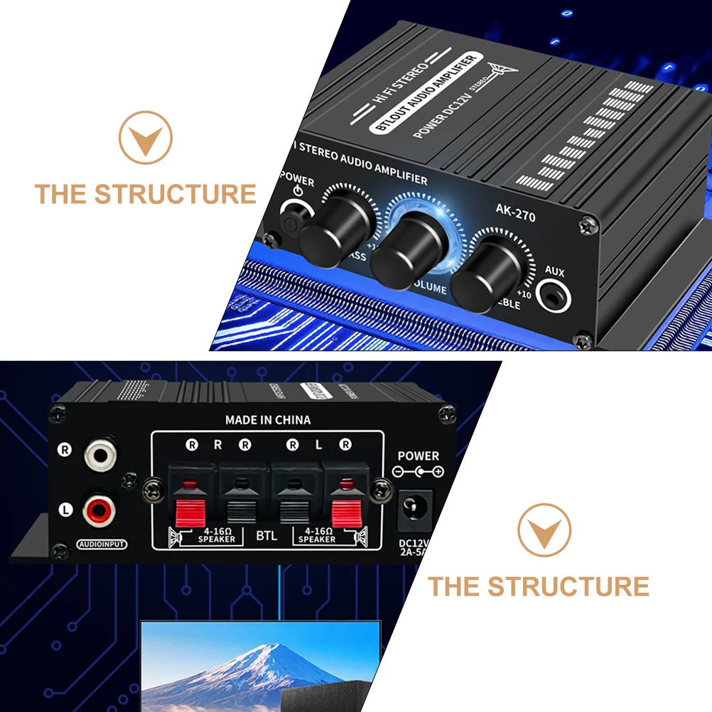 

Dual Channel Audio Amplifier for Passive Speakers Bass Treble Stereo Digital Power Adapter Home Car Use Strong Output Clear