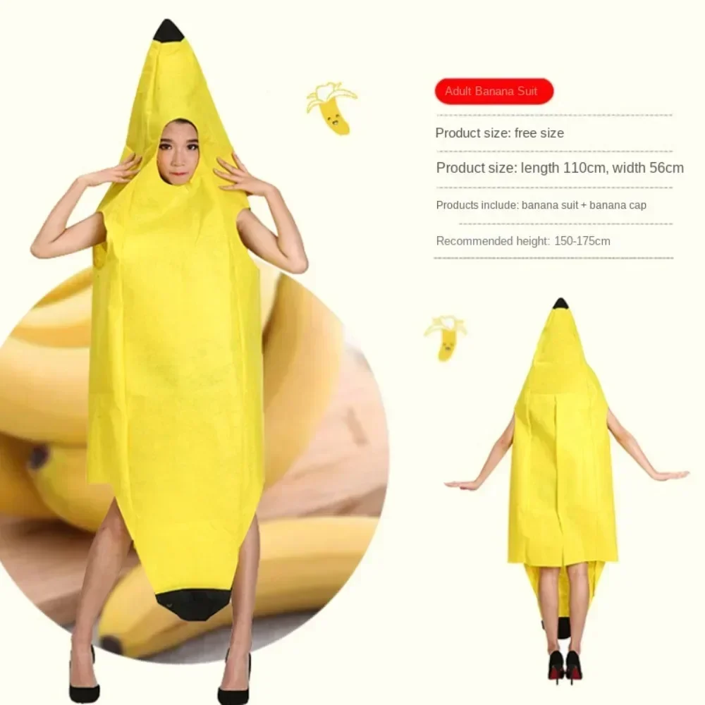 Kids Adult Funny Halloween Banana Costume Fruit Outfit Stage Performance Clothes Parent Child Matching Kindergarten Role Play view 6