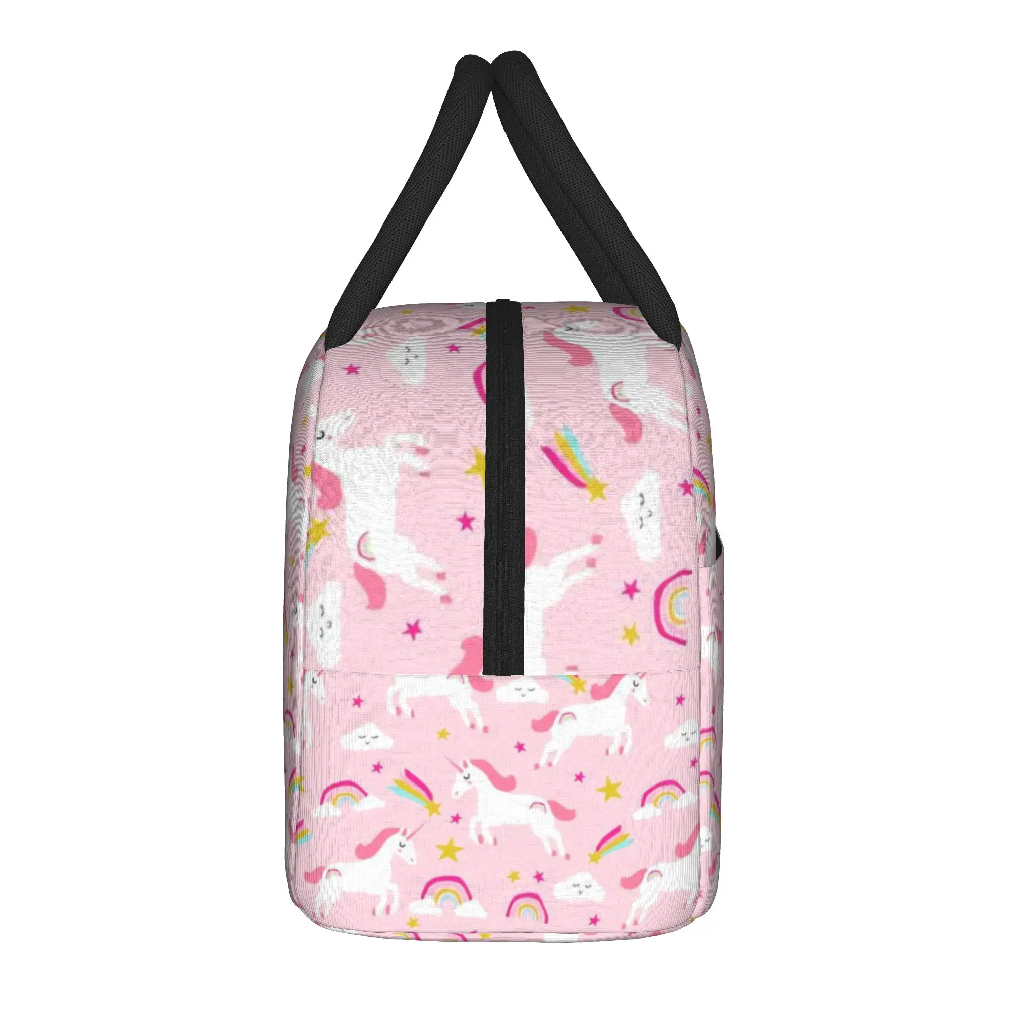 Shooting Star Unicorn Lunch Bag Outdoor Lunch Box For Child Funny Graphic Thermal Tote Handbags Oxford Portable Cooler Bag