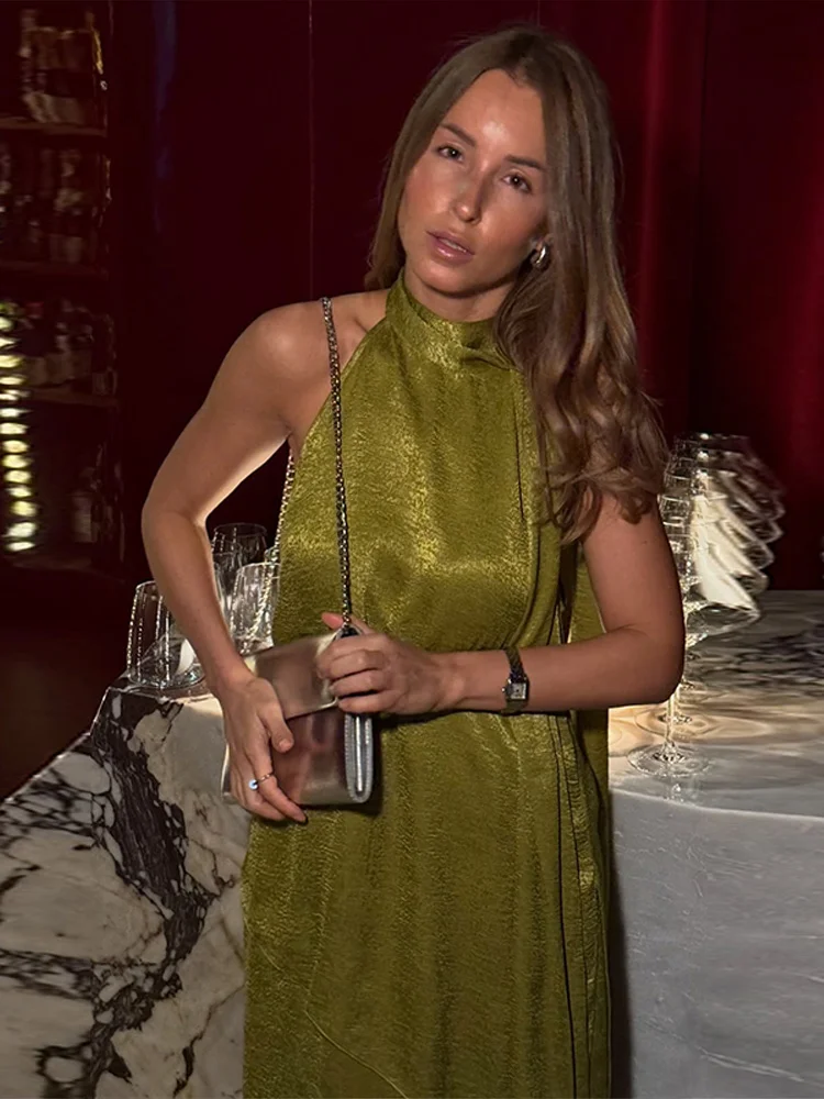 Elegante Damen-Satin-Bluse mit Neckholder-Ausschnitt, Rückenfreies Sommer-Top mit Schleife, Ärmelloses Casual-Oberteil für Party und Urlaub, Modisches Outfit – Detail 7