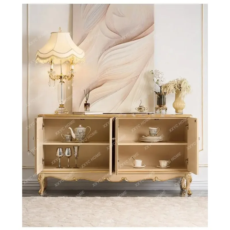 XX light luxury solid wood carved sideboard, palace gold-painted storage cabinet, entryway cabinet