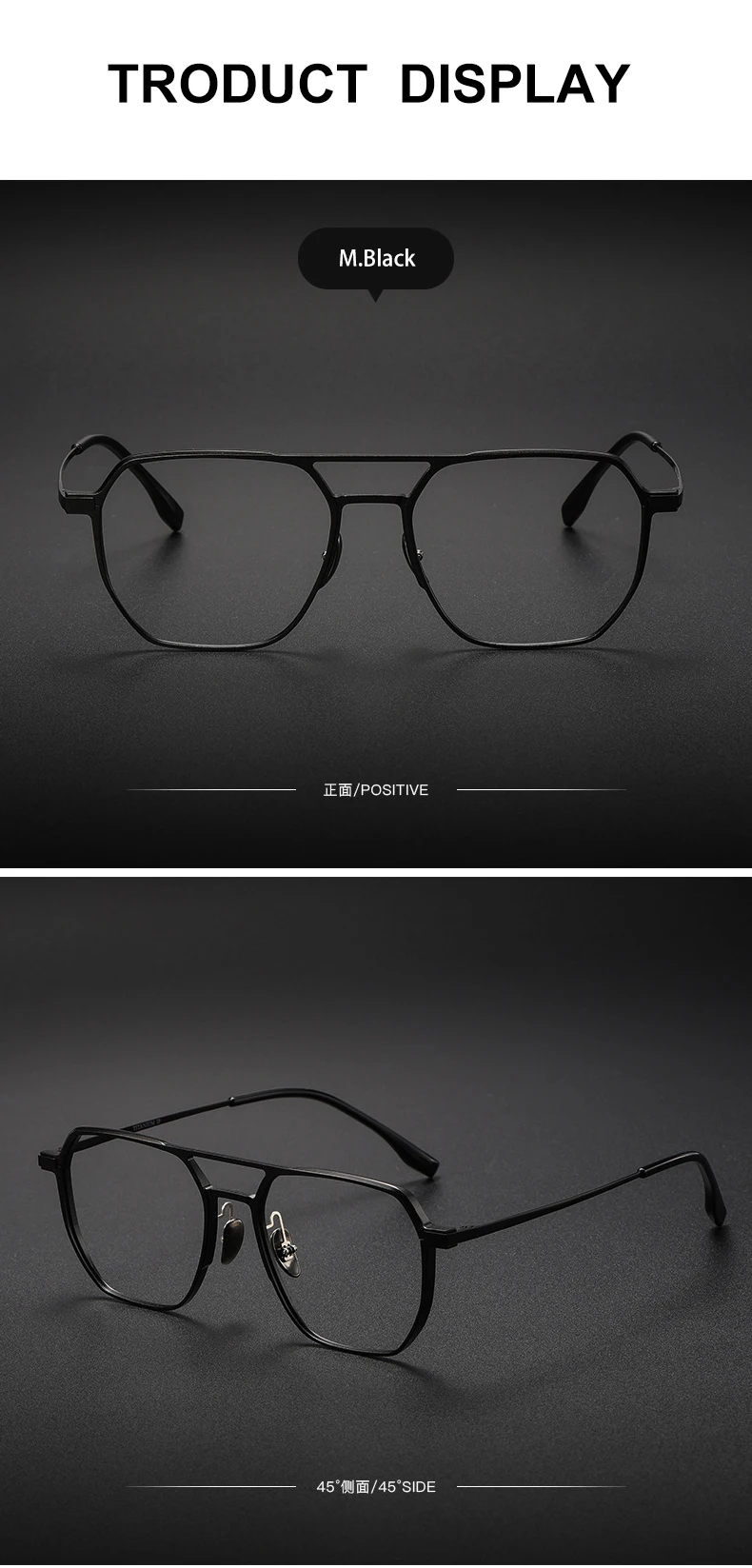 VICKY Large Frame Aluminum Frame Titanium Business Anti-Blue Light Reading Glasses Men Ladies Customizable Prescription ZY-20239