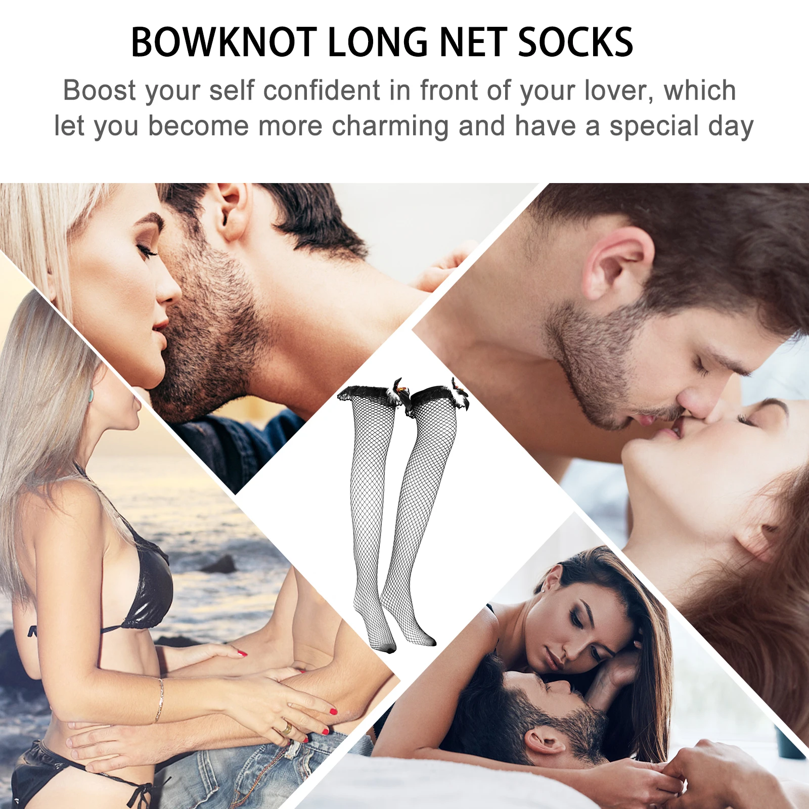 

Christmas Bow-knot Stockings Christmas Stockings Elastic Net Knee Socks for Party Cosplay Xmas Costume Lightweight Soft